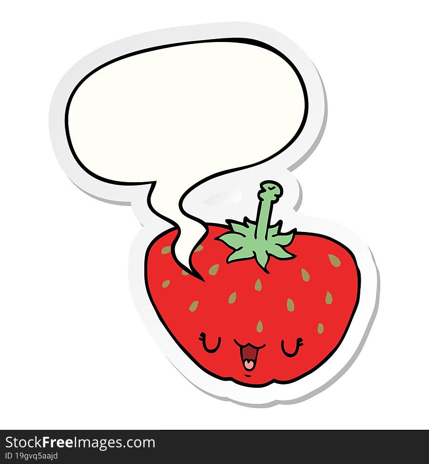 cartoon strawberry and speech bubble sticker