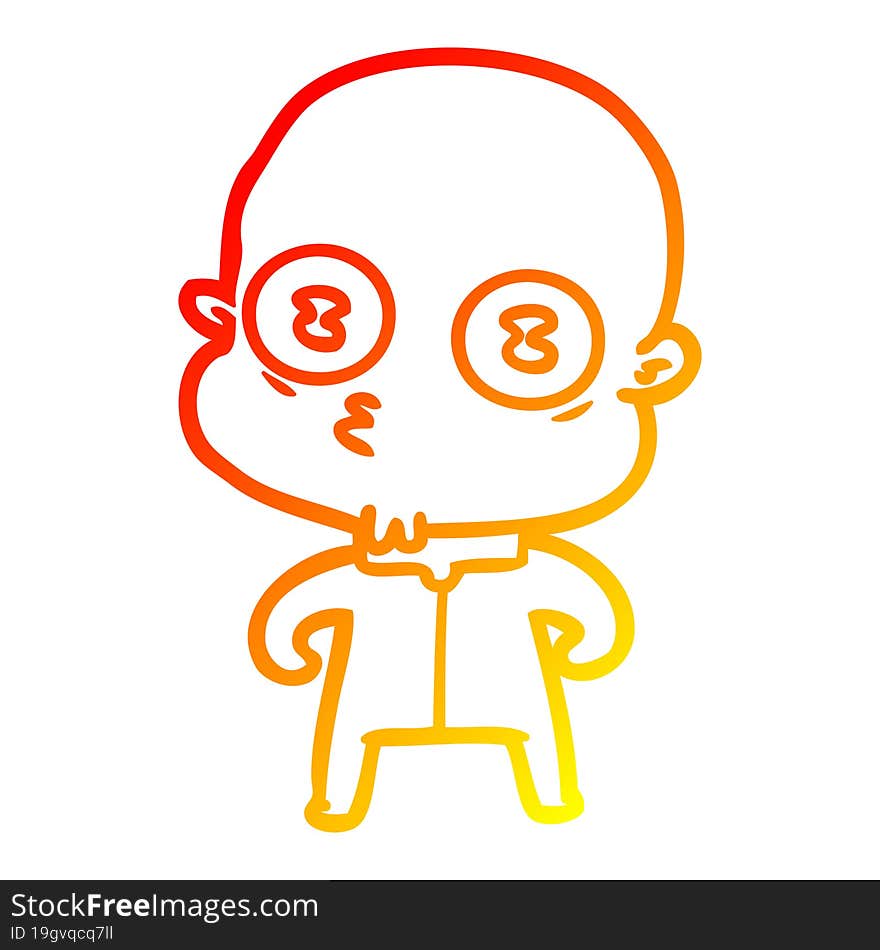 Warm Gradient Line Drawing Cartoon Weird Bald Spaceman