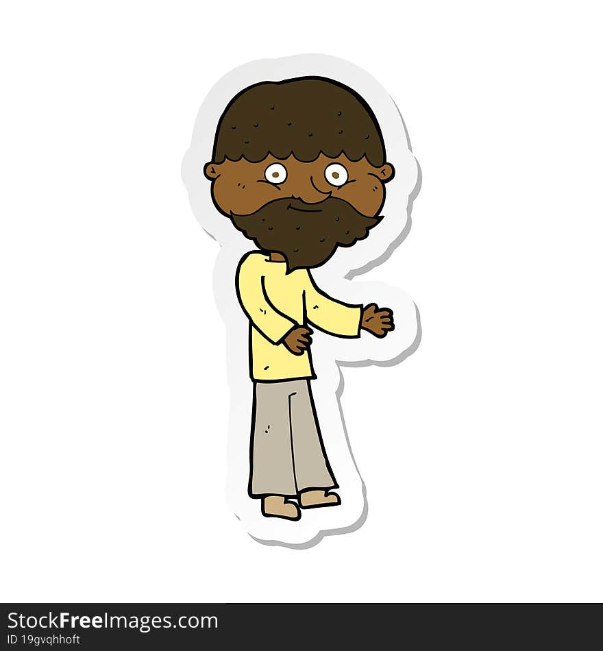 sticker of a cartoon happy bearded man