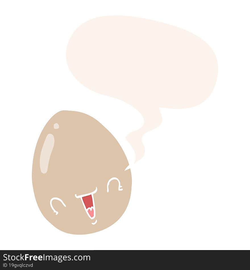 cartoon egg and speech bubble in retro style