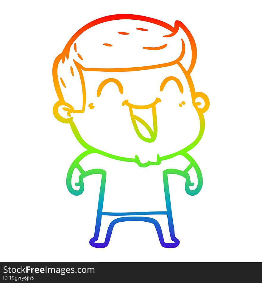 rainbow gradient line drawing of a cartoon man laughing