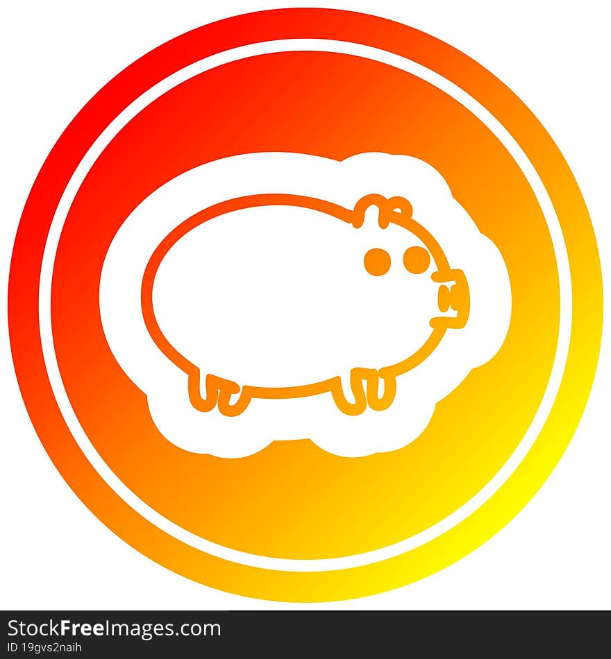 fat pig circular icon with warm gradient finish. fat pig circular icon with warm gradient finish