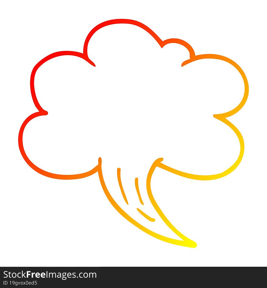 Warm Gradient Line Drawing Cartoon Whooshing Cloud