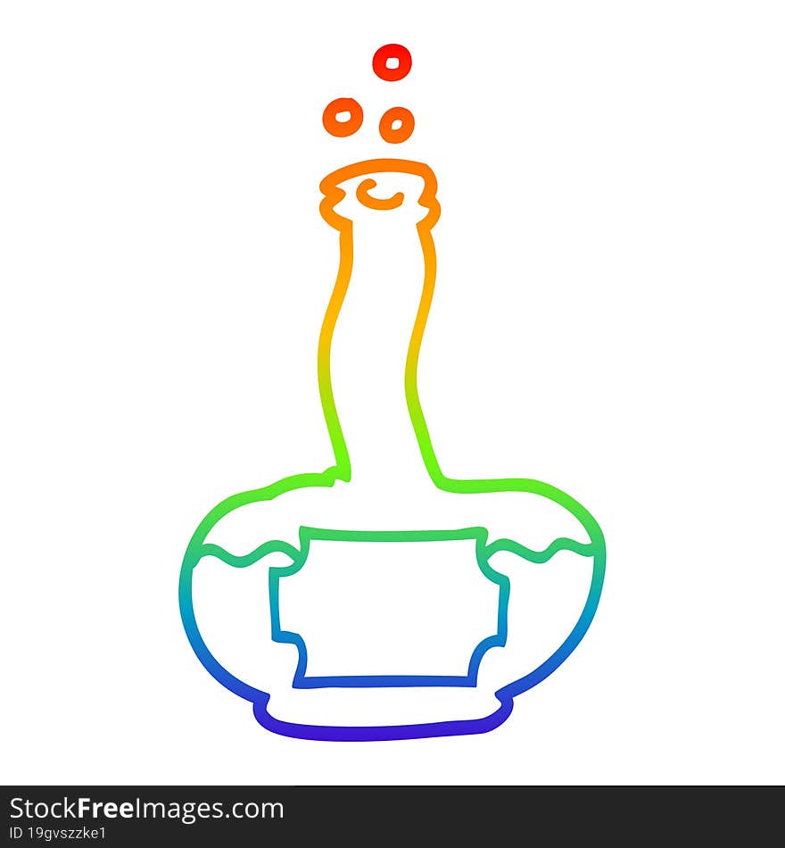 rainbow gradient line drawing cartoon old rum bottle