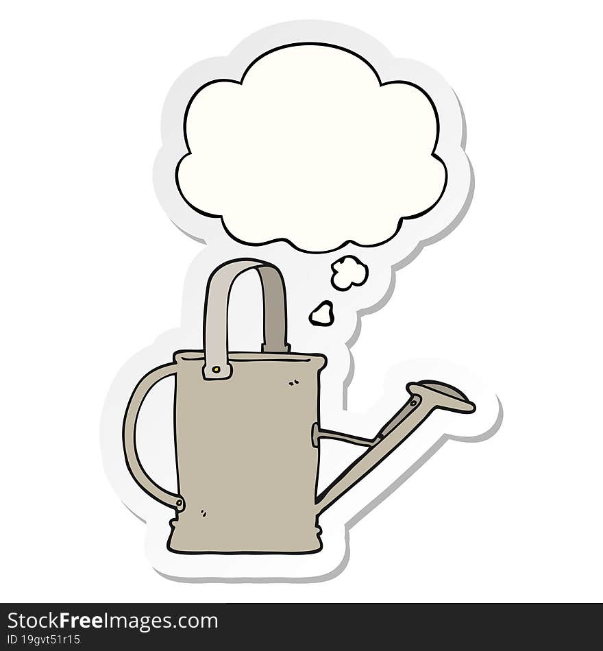 cartoon watering can and thought bubble as a printed sticker