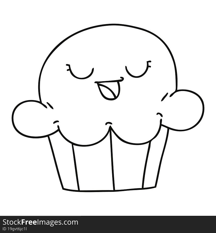 line drawing quirky cartoon happy cake. line drawing quirky cartoon happy cake