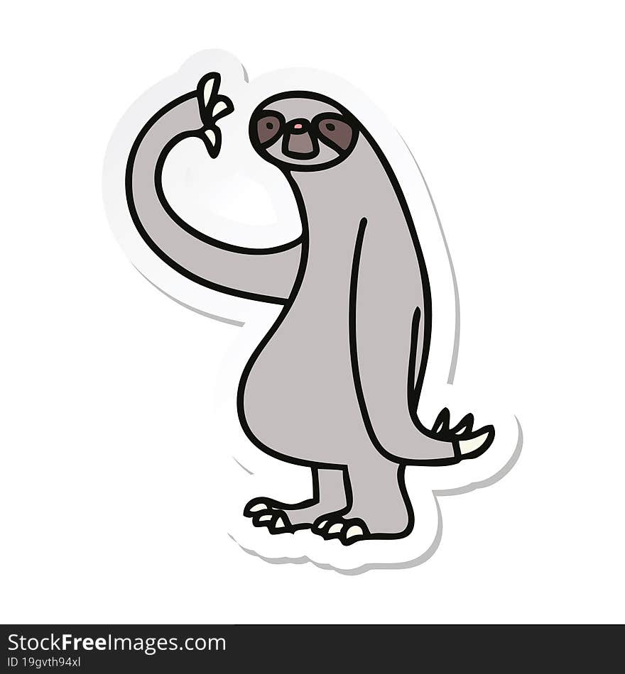 sticker of a quirky hand drawn cartoon sloth