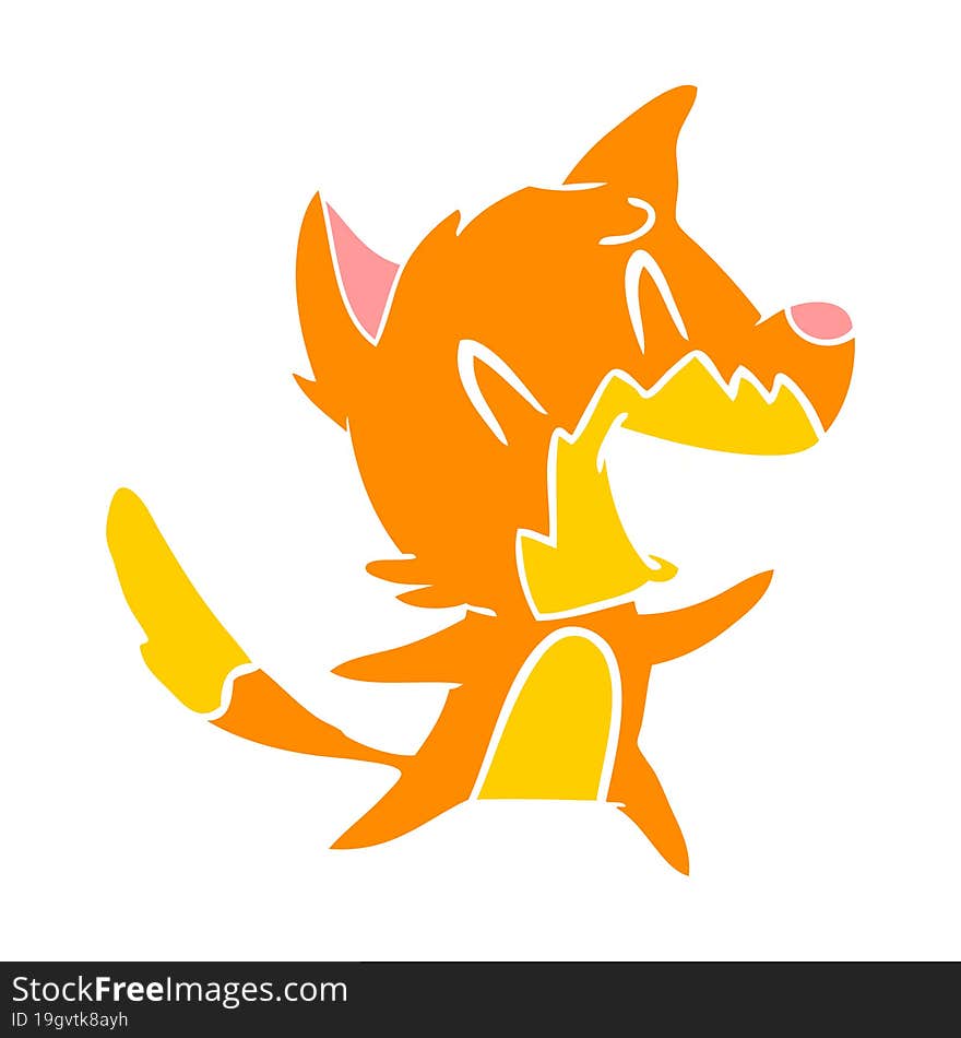 laughing fox flat color style cartoon