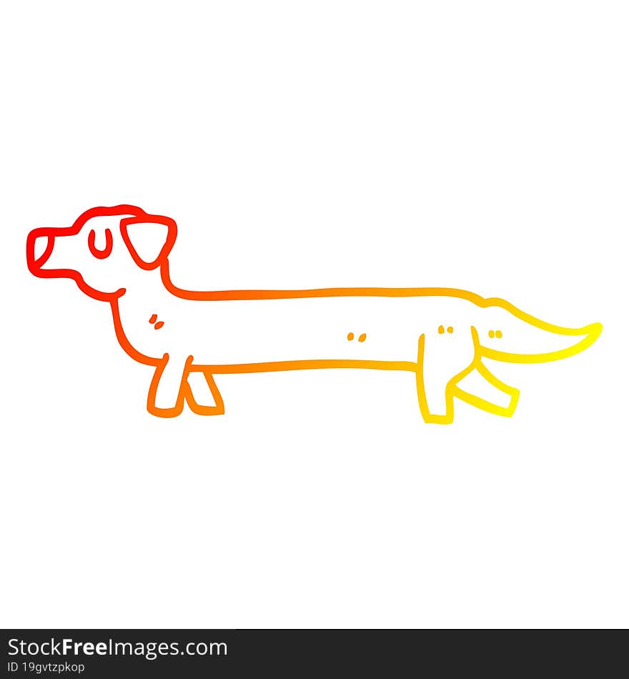 warm gradient line drawing cartoon dachshund