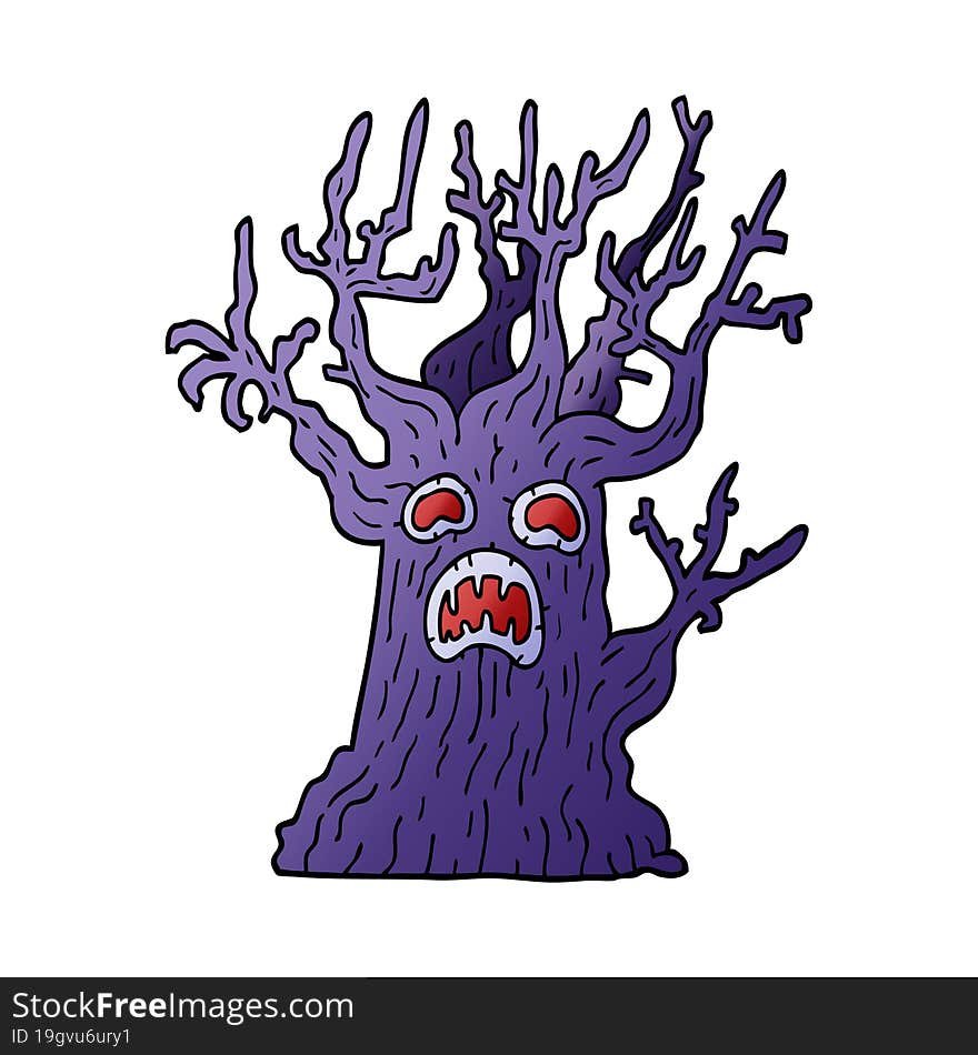 Cartoon Doodle Spooky Tree