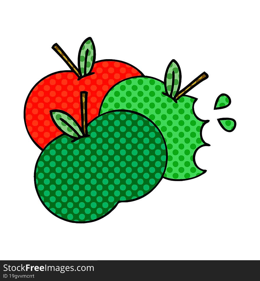 comic book style cartoon apples