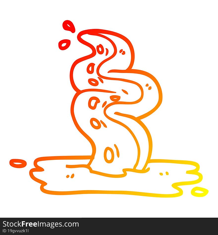 Warm Gradient Line Drawing Cartoon Spooky Tentacle