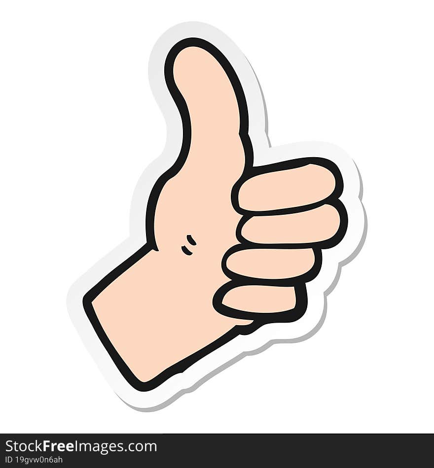 Sticker Of A Cartoon Thumbs Up Sign