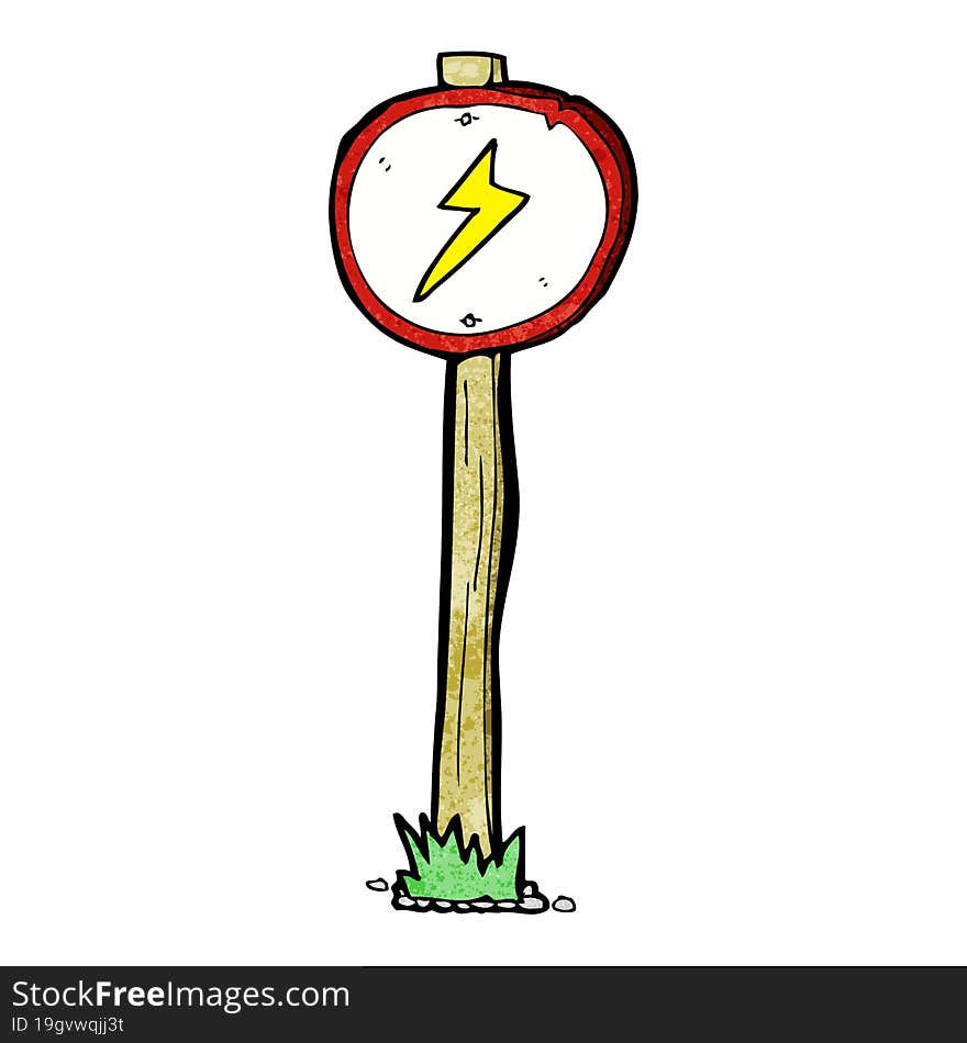 cartoon electrical warning sign