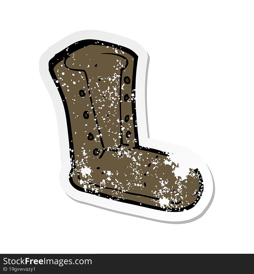 Retro Distressed Sticker Of A Cartoon Old Boot