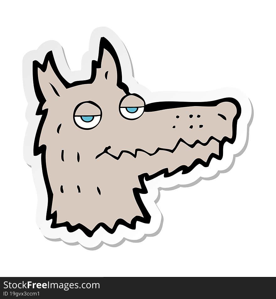 sticker of a cartoon wolf head