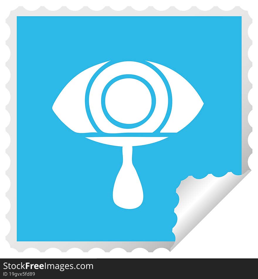 square peeling sticker cartoon crying eye