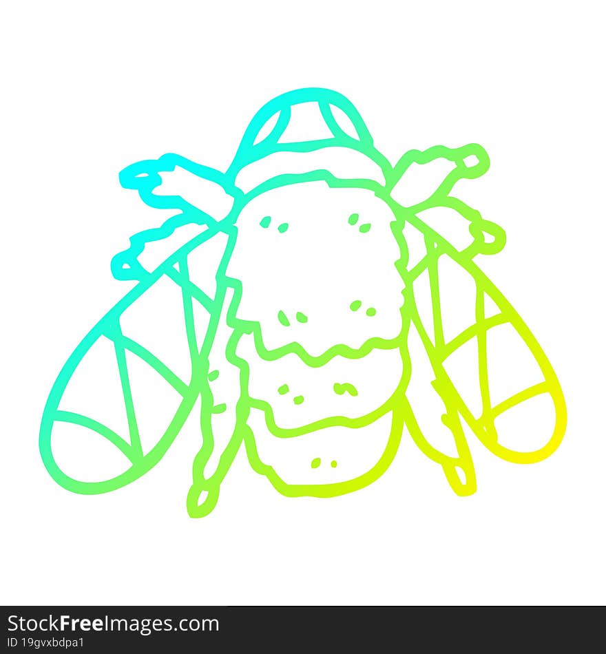 cold gradient line drawing of a cartoon bee