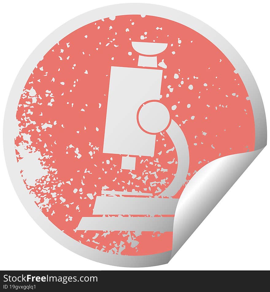 Distressed Circular Peeling Sticker Symbol Science Microscope