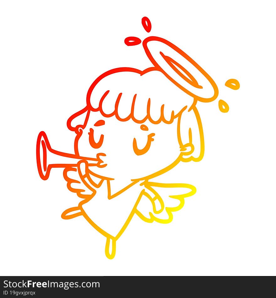 warm gradient line drawing of a cute angel