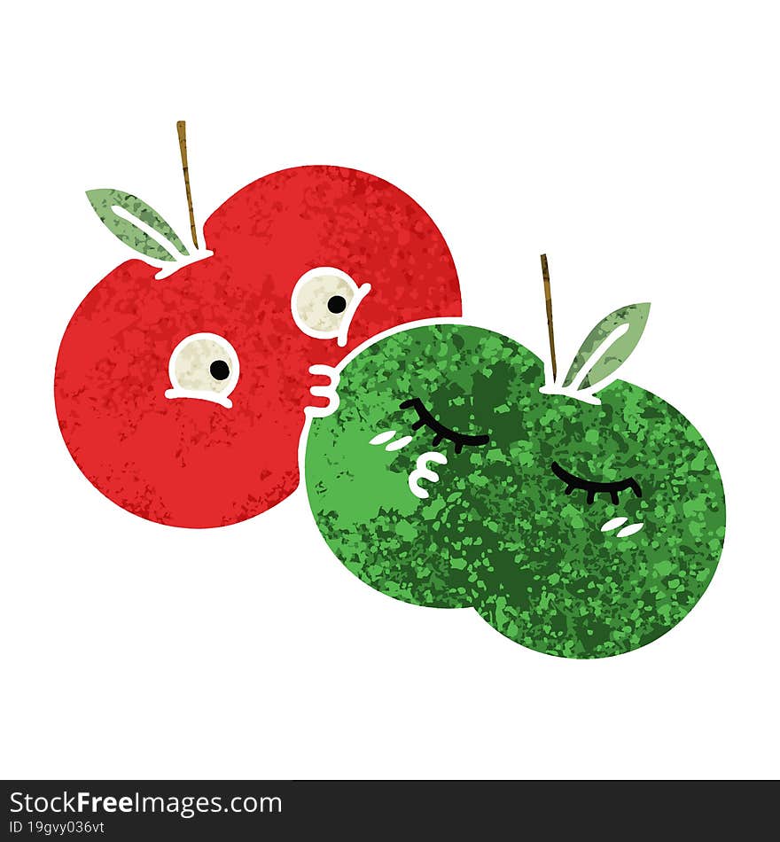 retro illustration style cartoon apples