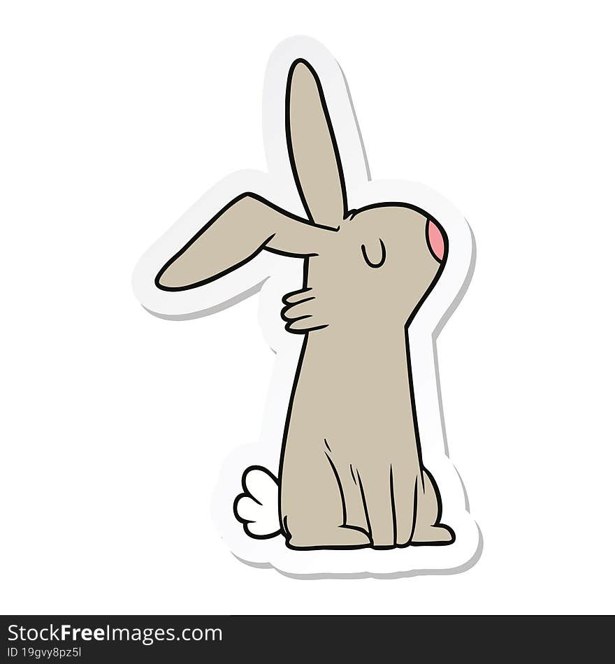 sticker of a cartoon rabbit