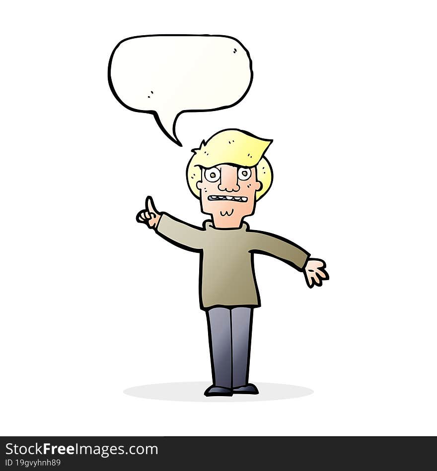 Cartoon Man Asking Question With Speech Bubble