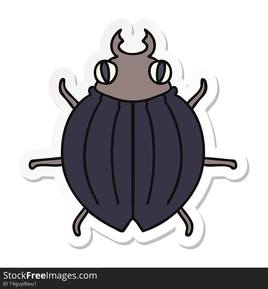 sticker of a quirky hand drawn cartoon beetle