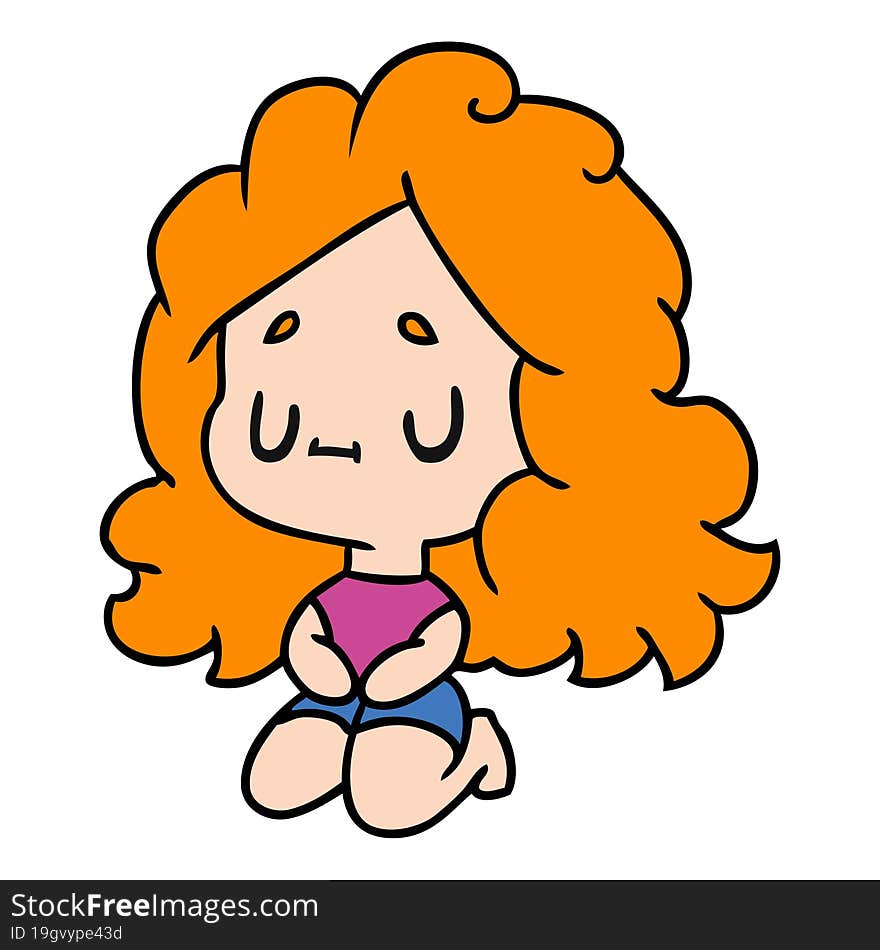 cartoon illustration of a cute kawaii girl. cartoon illustration of a cute kawaii girl