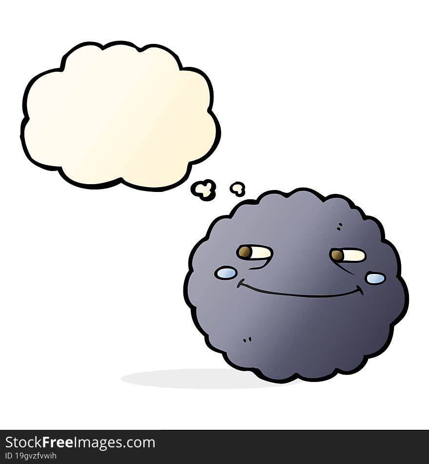 cartoon happy rain cloud with thought bubble