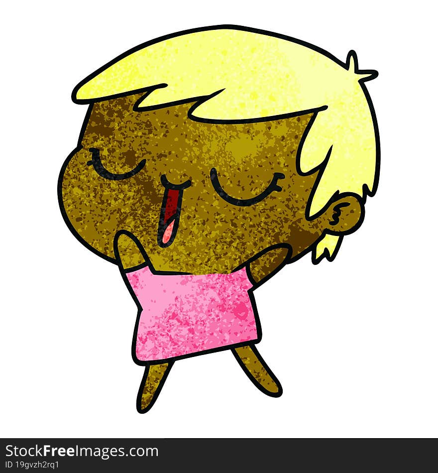 textured cartoon of cute kawaii short haired girl