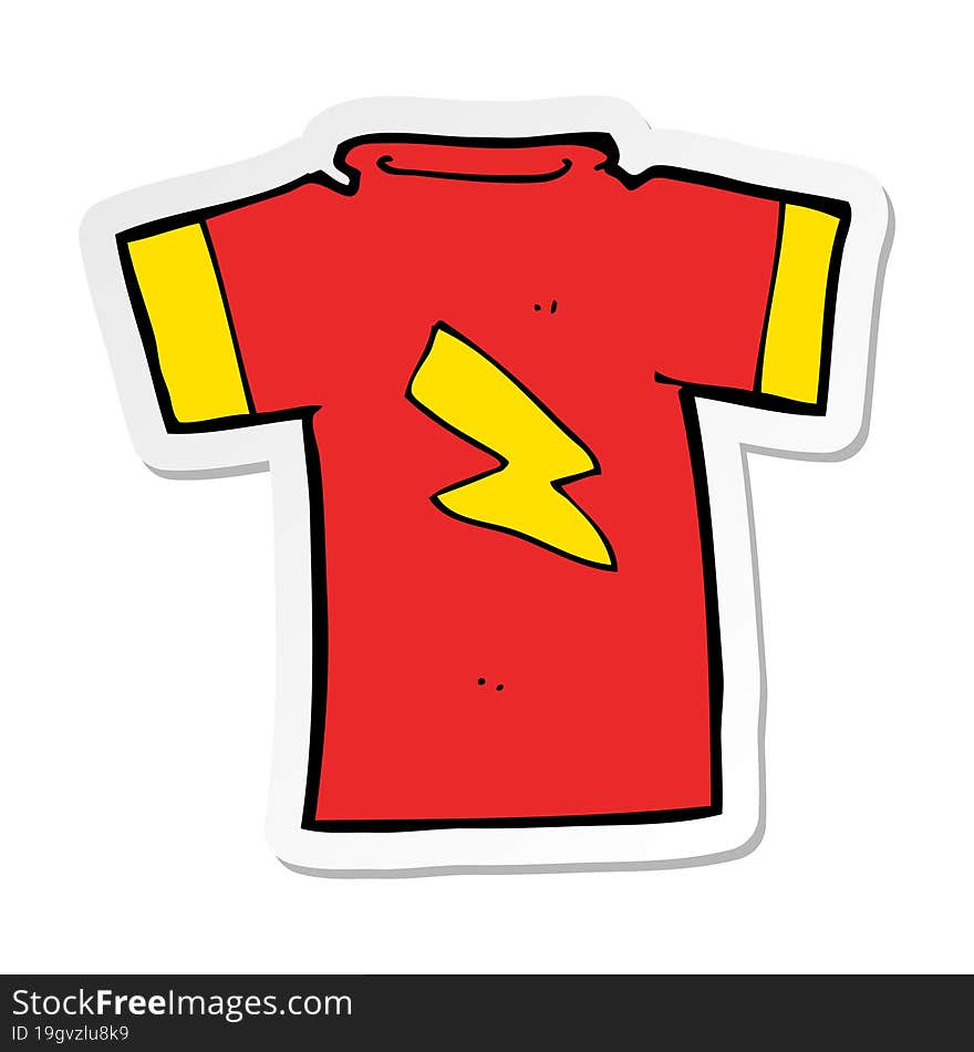 sticker of a cartoon t shirt with lightning bolt