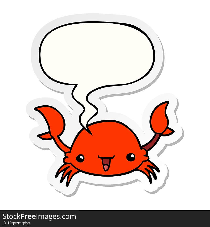 cartoon crab and speech bubble sticker