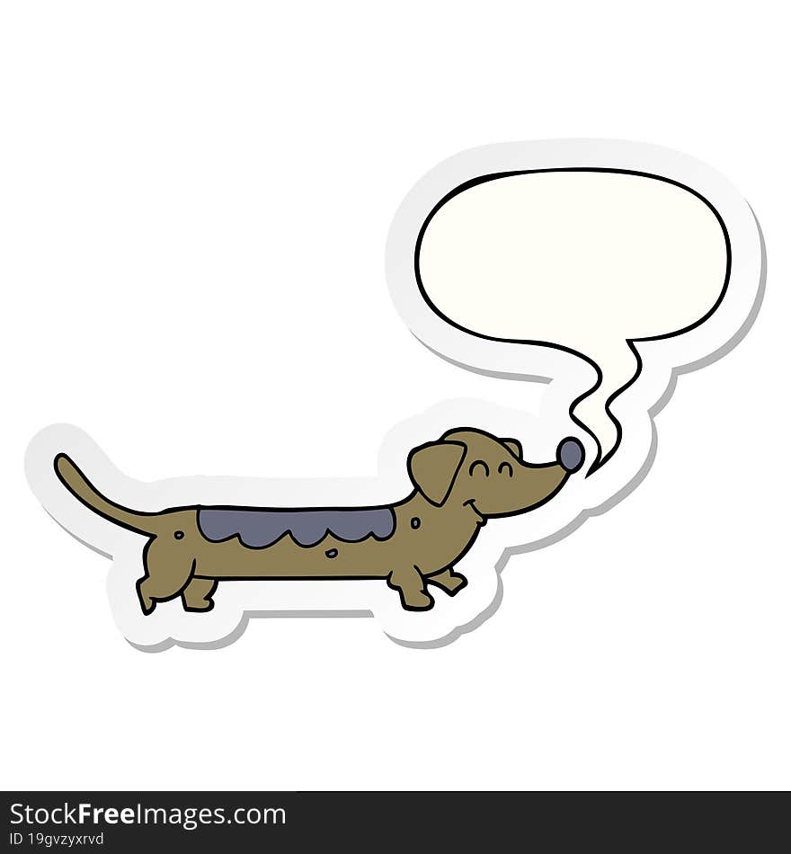 cartoon dog with speech bubble sticker. cartoon dog with speech bubble sticker