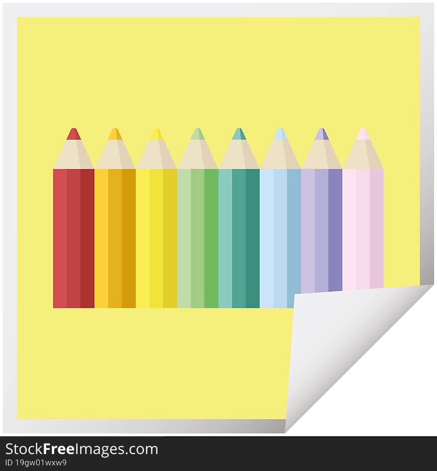 Color Pencils Graphic Square Sticker