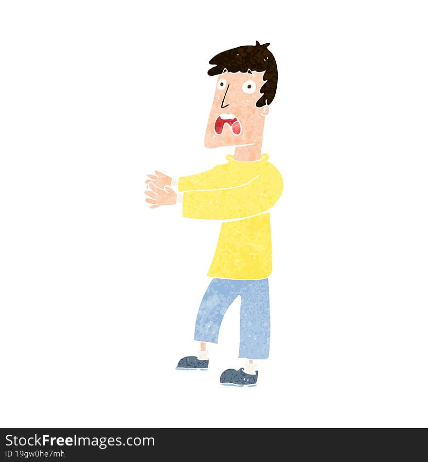 cartoon terrified man