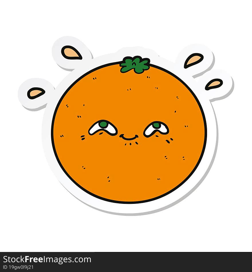 sticker of a cartoon orange