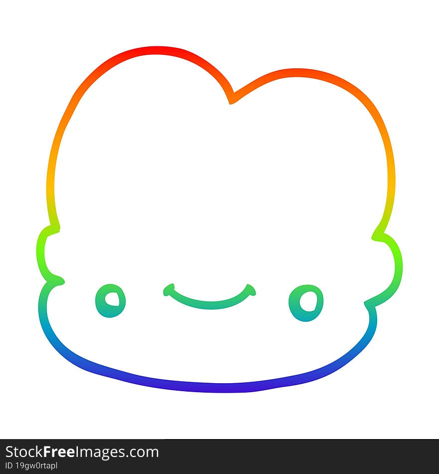 rainbow gradient line drawing cartoon cloud