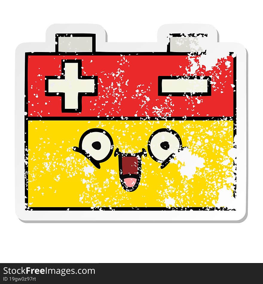 distressed sticker of a cute cartoon car battery