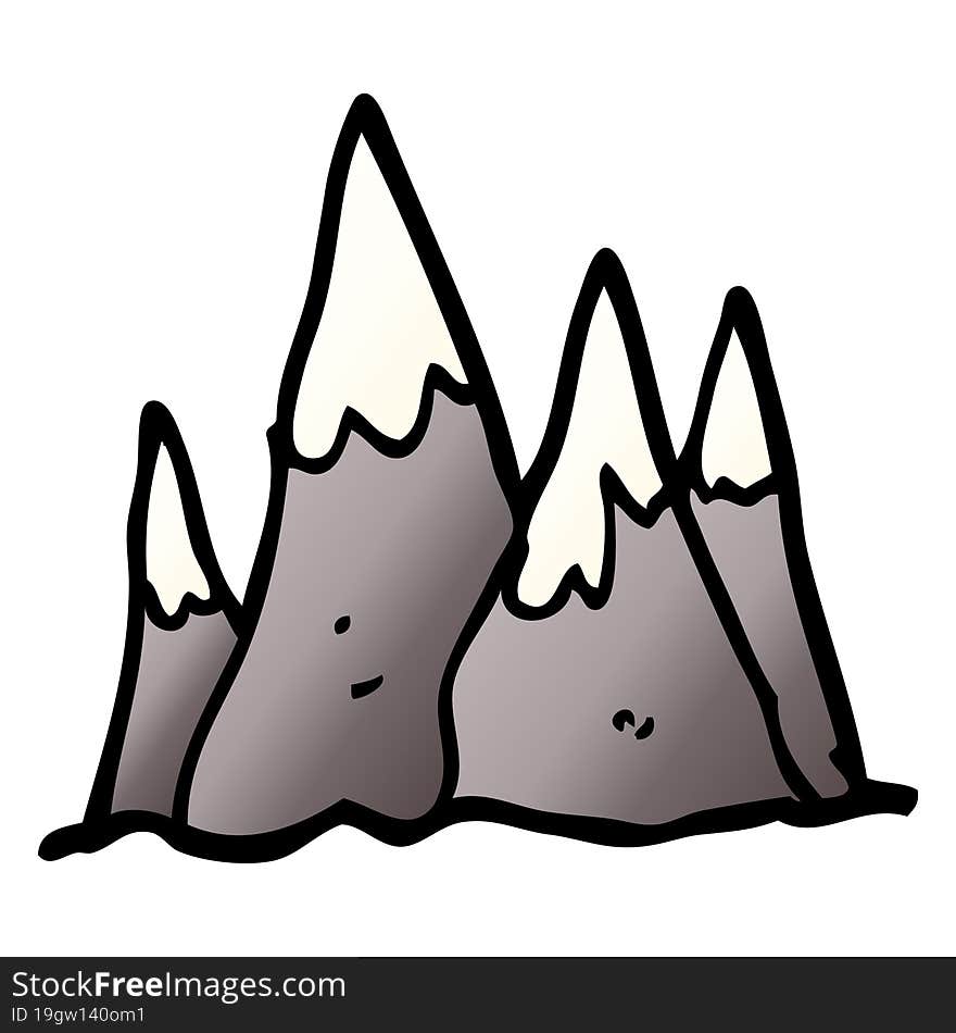 cartoon doodle tall mountains