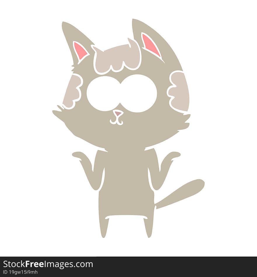 happy flat color style cartoon cat shrugging;shoulders