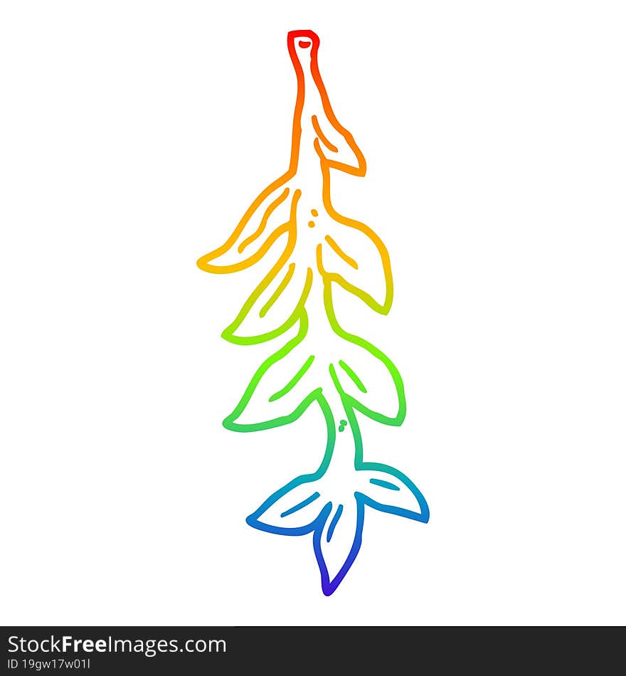 rainbow gradient line drawing cartoon plant