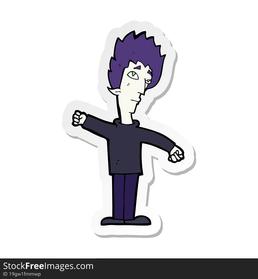 sticker of a cartoon vampire man