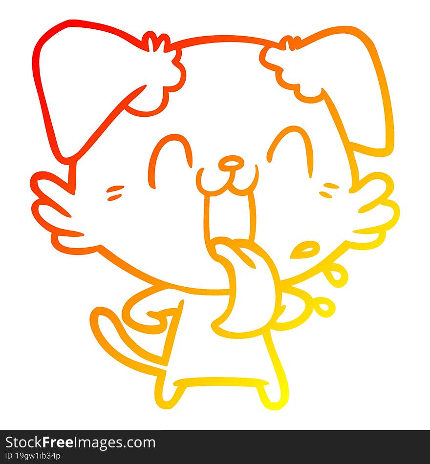 warm gradient line drawing cartoon panting dog