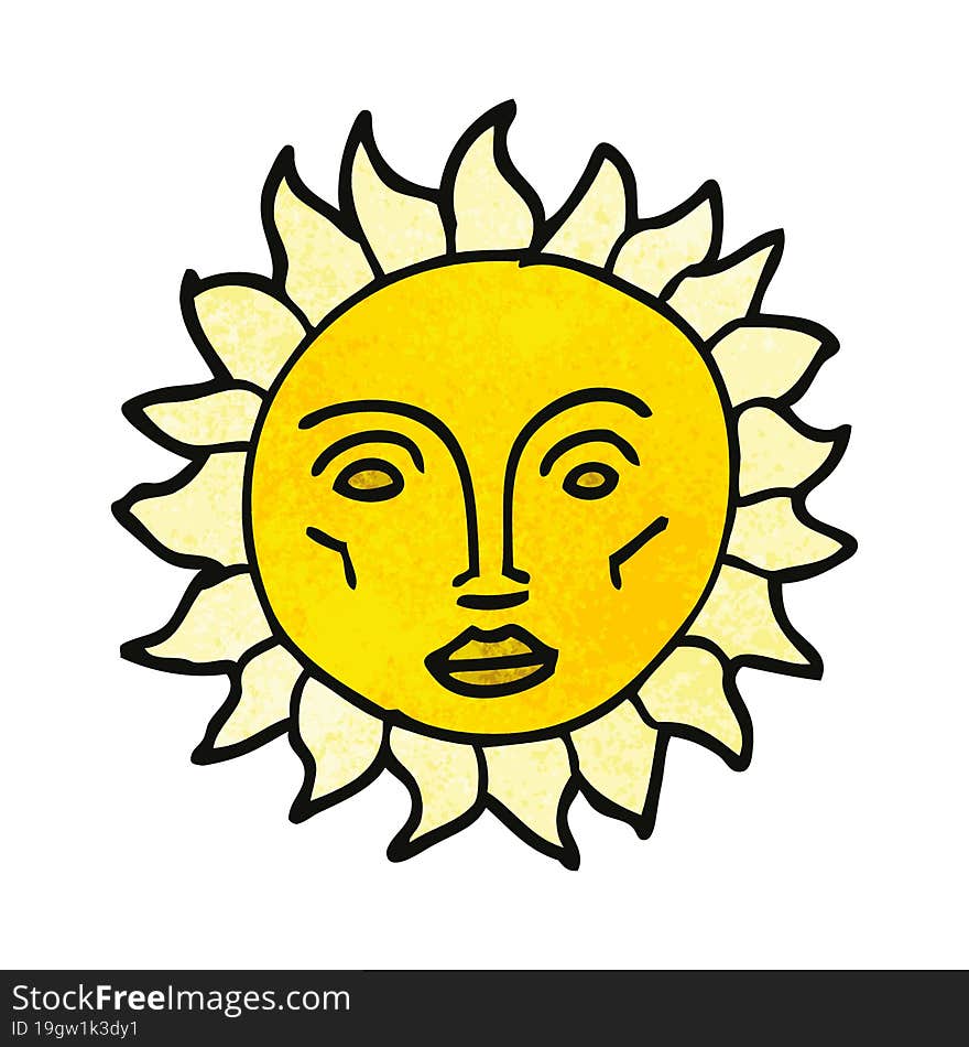 Cartoon Doodle Traditional Sun Face