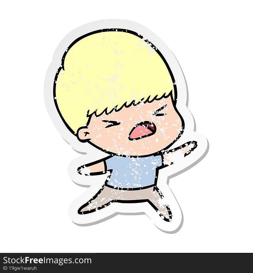 distressed sticker of a cartoon stressed man