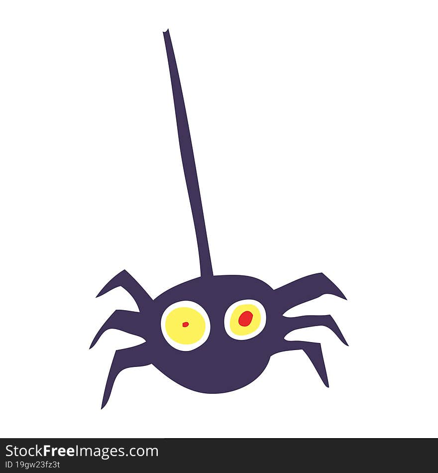 flat color illustration of a cartoon halloween spider