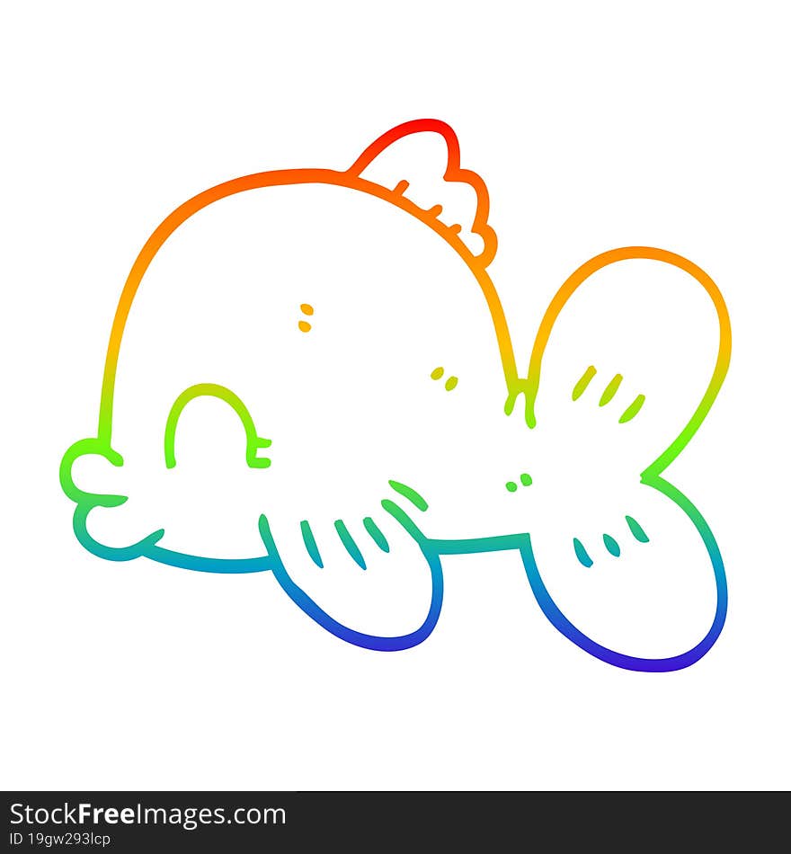 rainbow gradient line drawing cartoon fish swimming