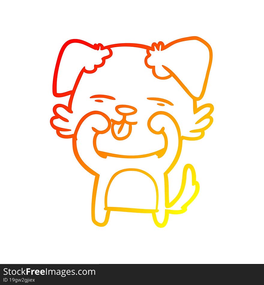 warm gradient line drawing cartoon dog rubbing eyes