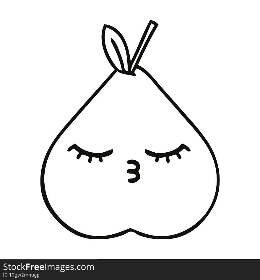 line drawing cartoon of a pear. line drawing cartoon of a pear